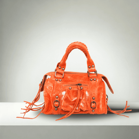 Sac Vintage - Orange Sac à main Signé L Orange Cuir italien